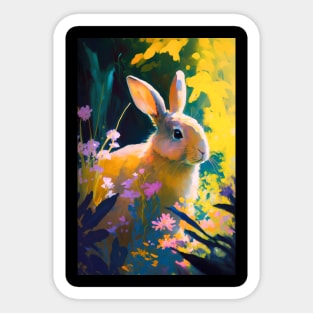 Rabbit Animal Portrait Painting Wildlife Outdoors Adventure Sticker